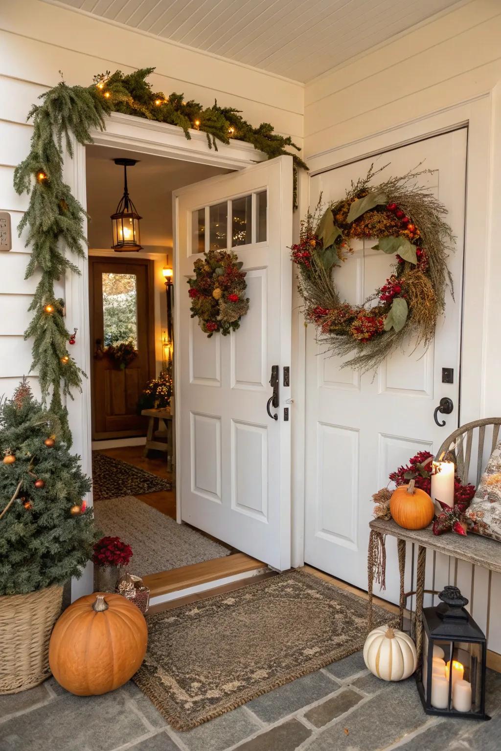 Seasonal accents keep your entryway fresh and festive.