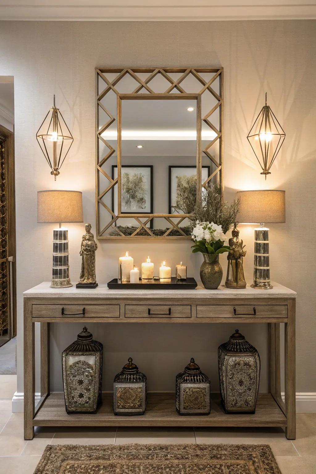 Symmetry promotes harmony and order in your entryway decor.