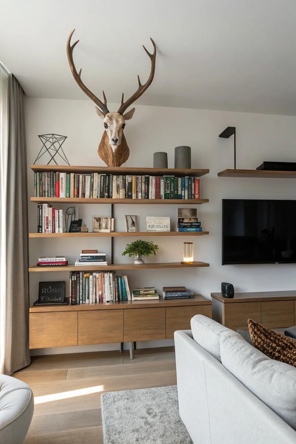 Harmonize practicality and flair using a levitating ledge.