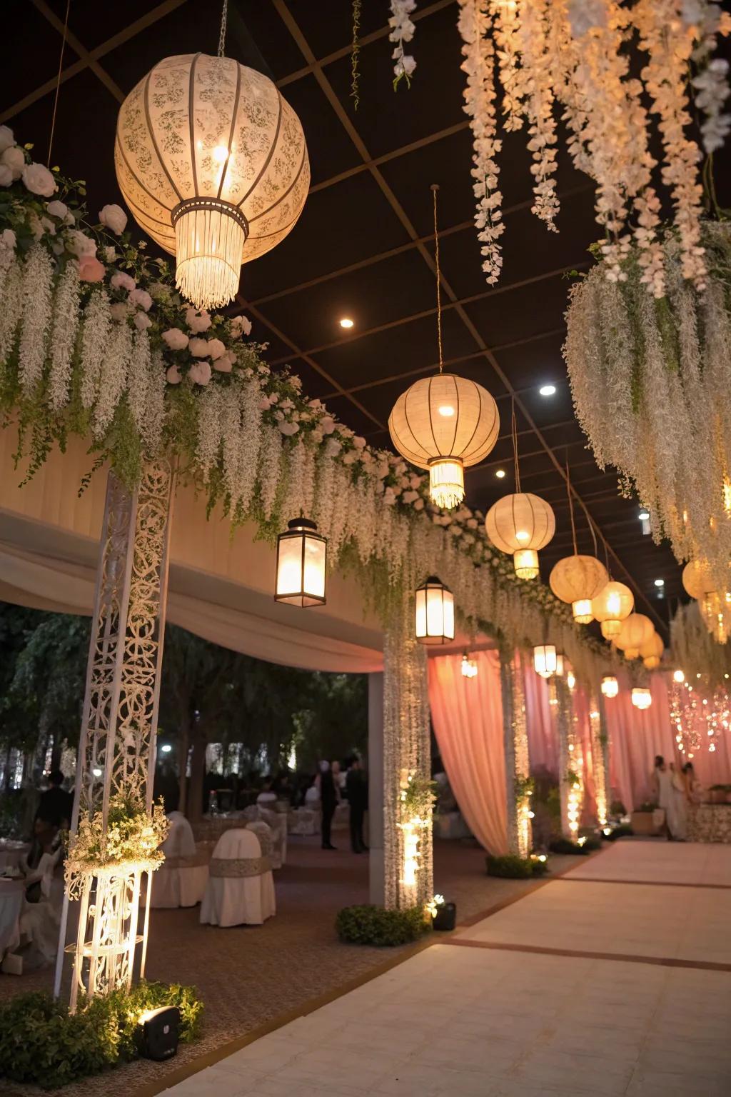 Infuse charm using radiant hanging decorations.