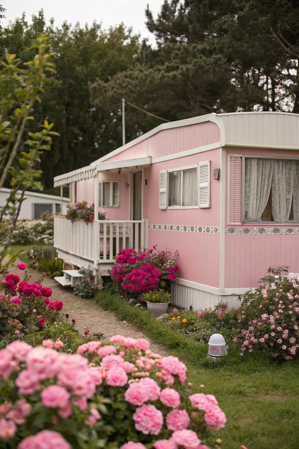 Soft pink introduces a whimsical and playful element.