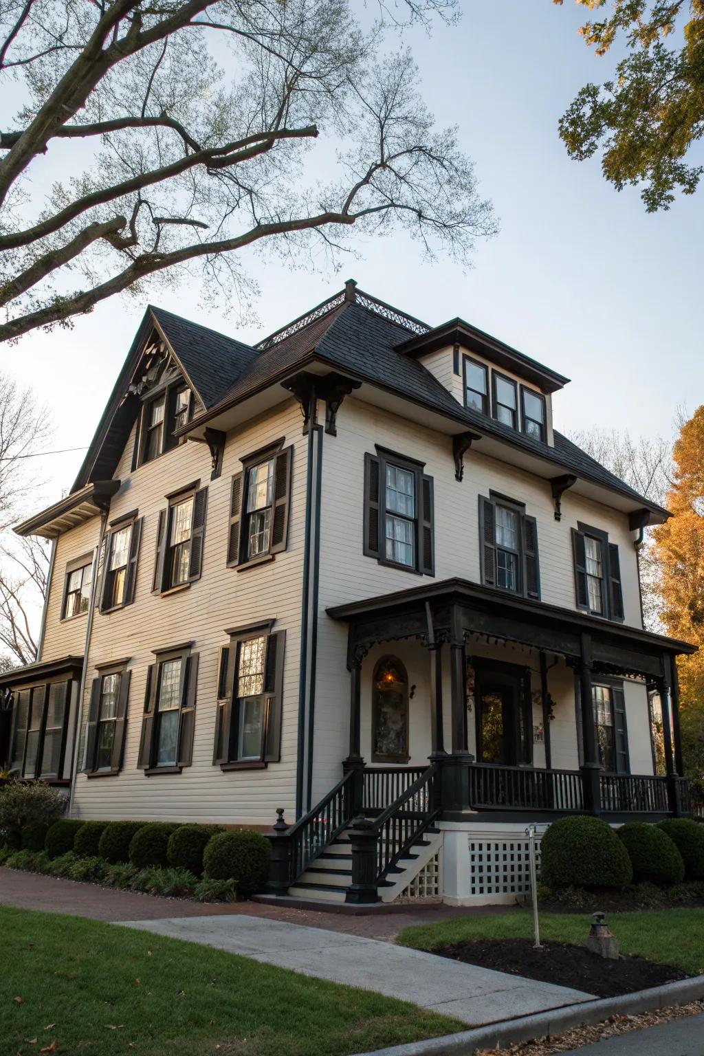 Dark surrounds add depth and drama to your home's exterior.