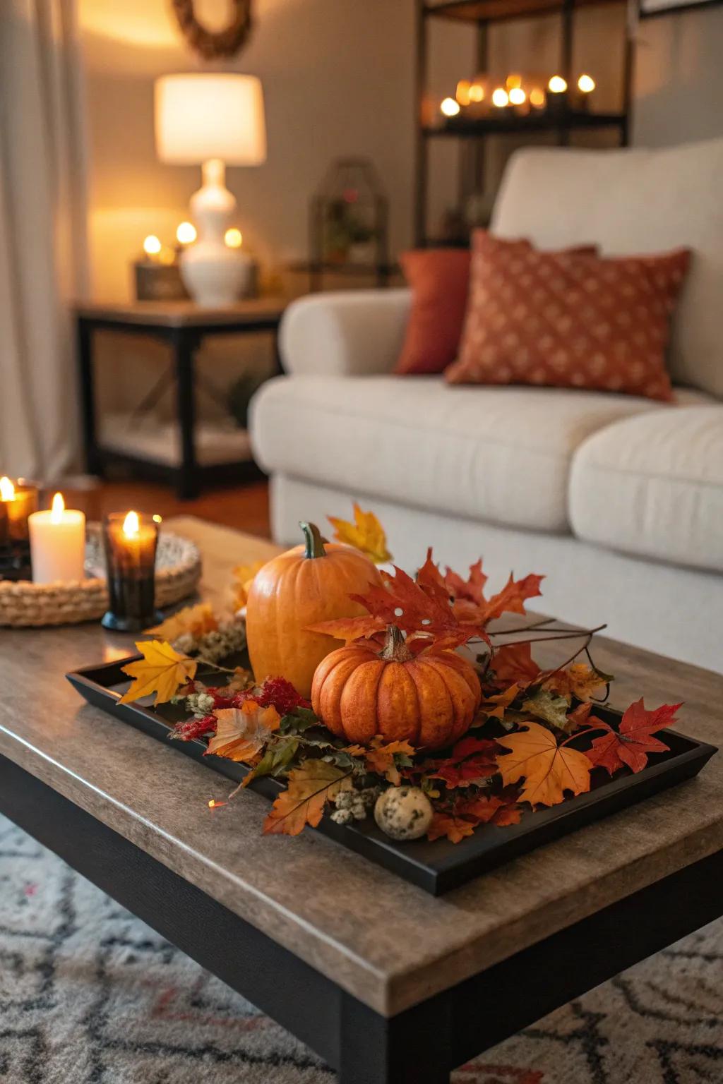A seasonal centerpiece can transform your table into an autumn focal point.