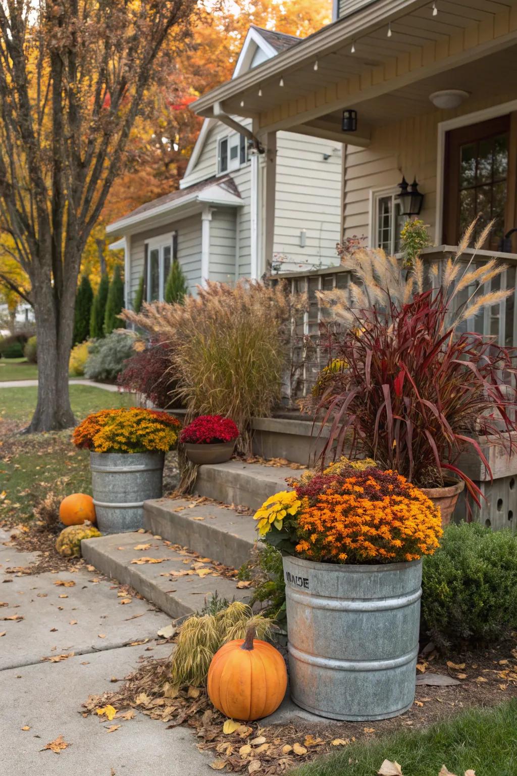 Utilize distinctive containers for a spin on autumnal vessels.