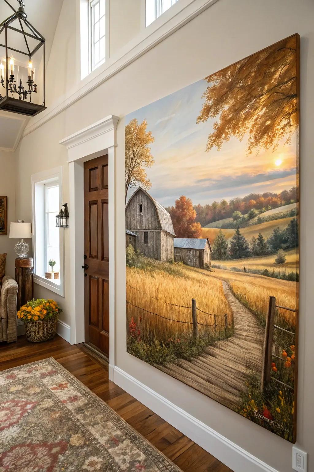 A down-to-earth harvest landscape delivers a welcoming autumn ambiance.