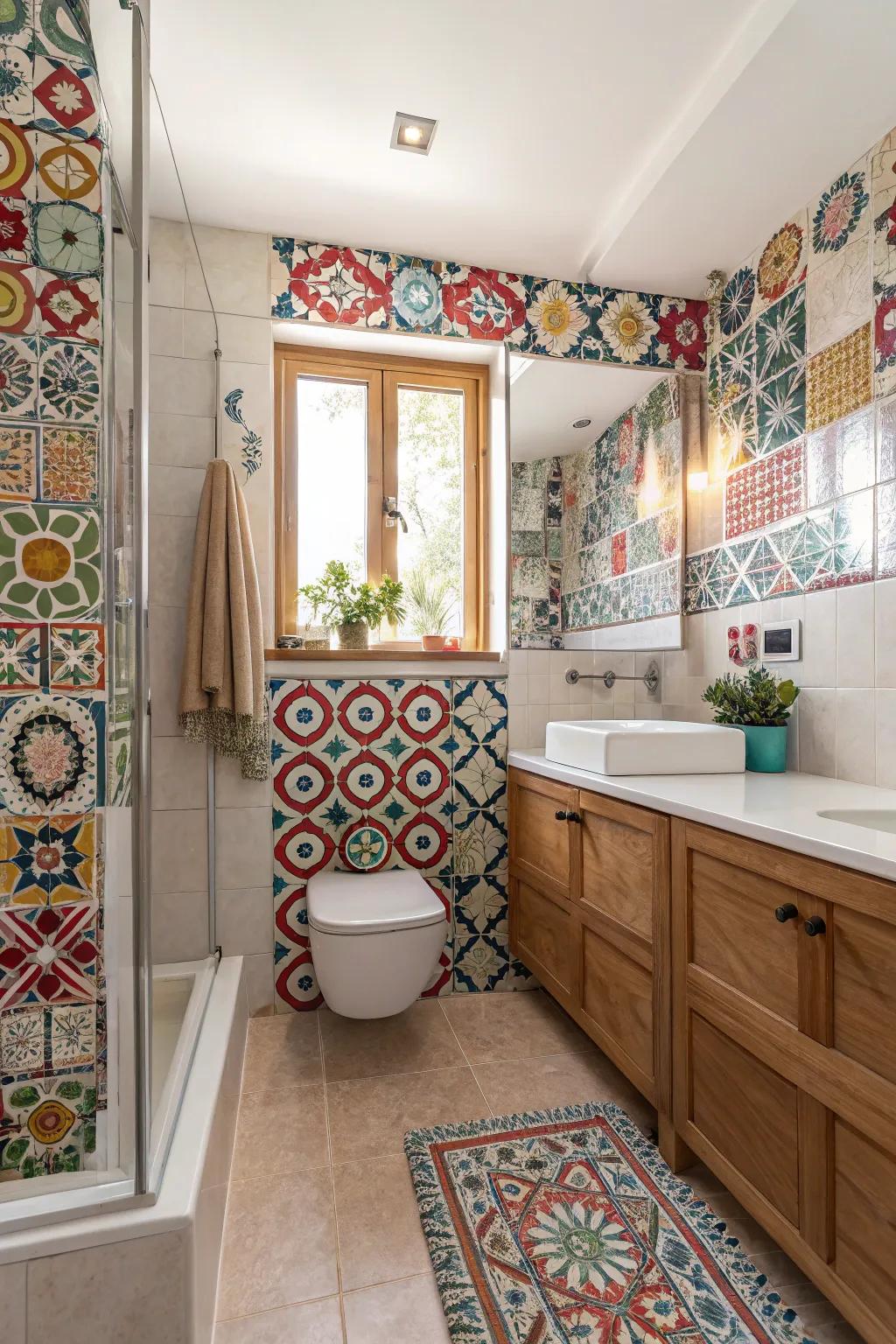 Bold designs make a dramatic statement in the bathroom.