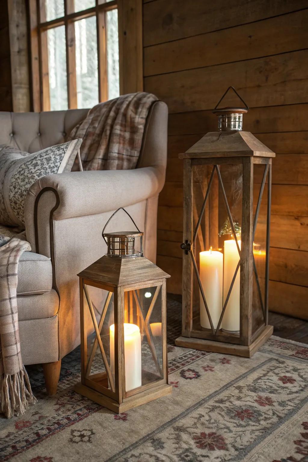 Ground lanterns inject a daring note into room decor.