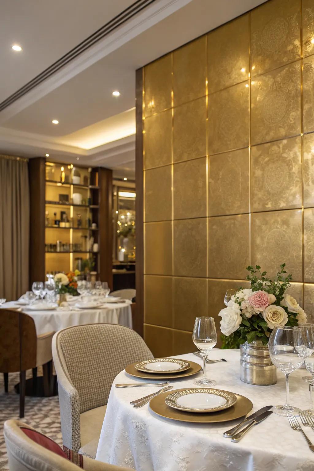 Radiant gold introduces a hint of sophistication to this dining area.