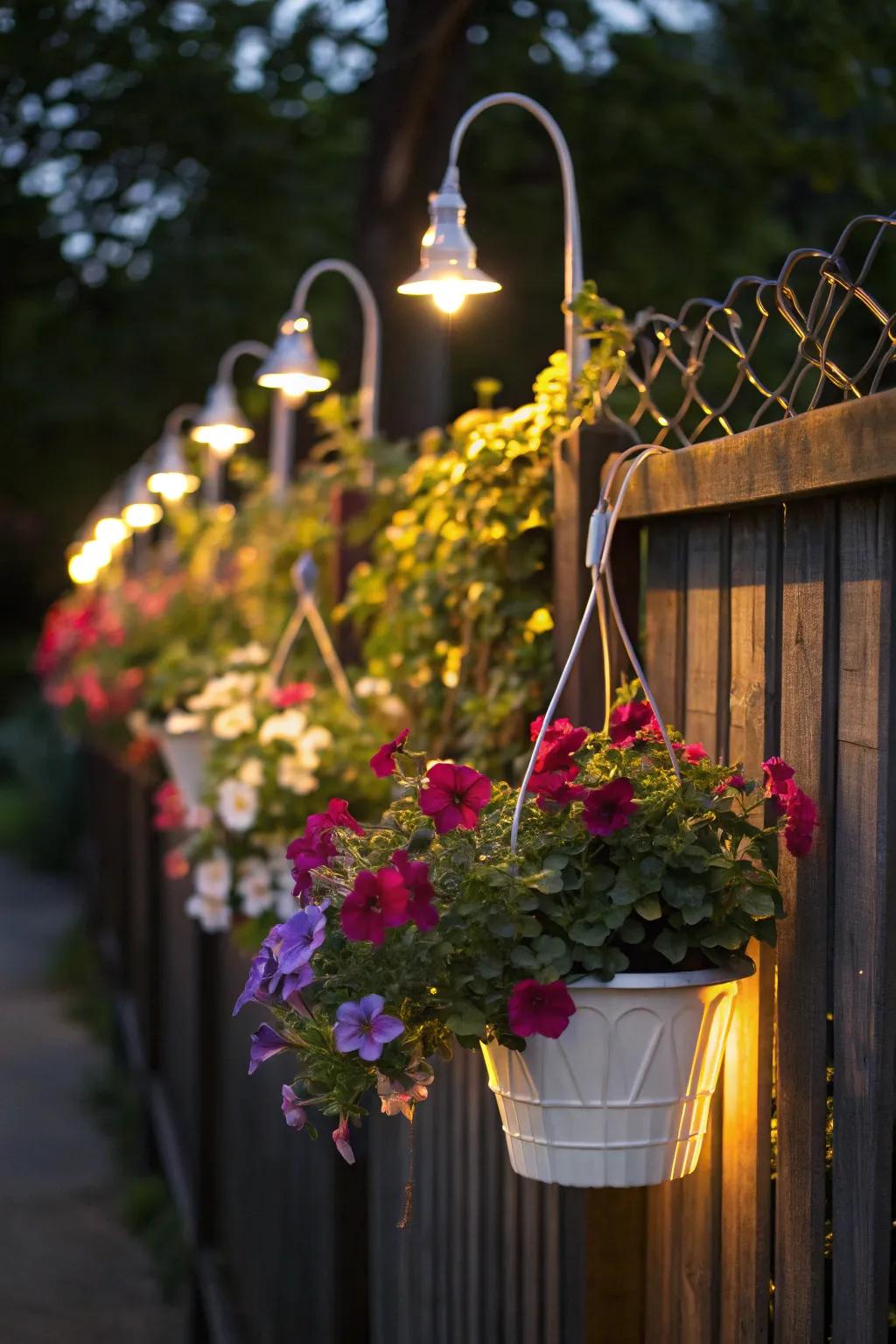 Illuminate your flora with illuminated hangers for a distinctive accent.