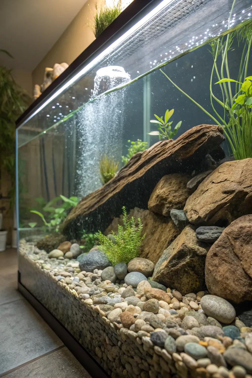 Recreate the tranquil beauty of a natural riverbed in your aquarium.