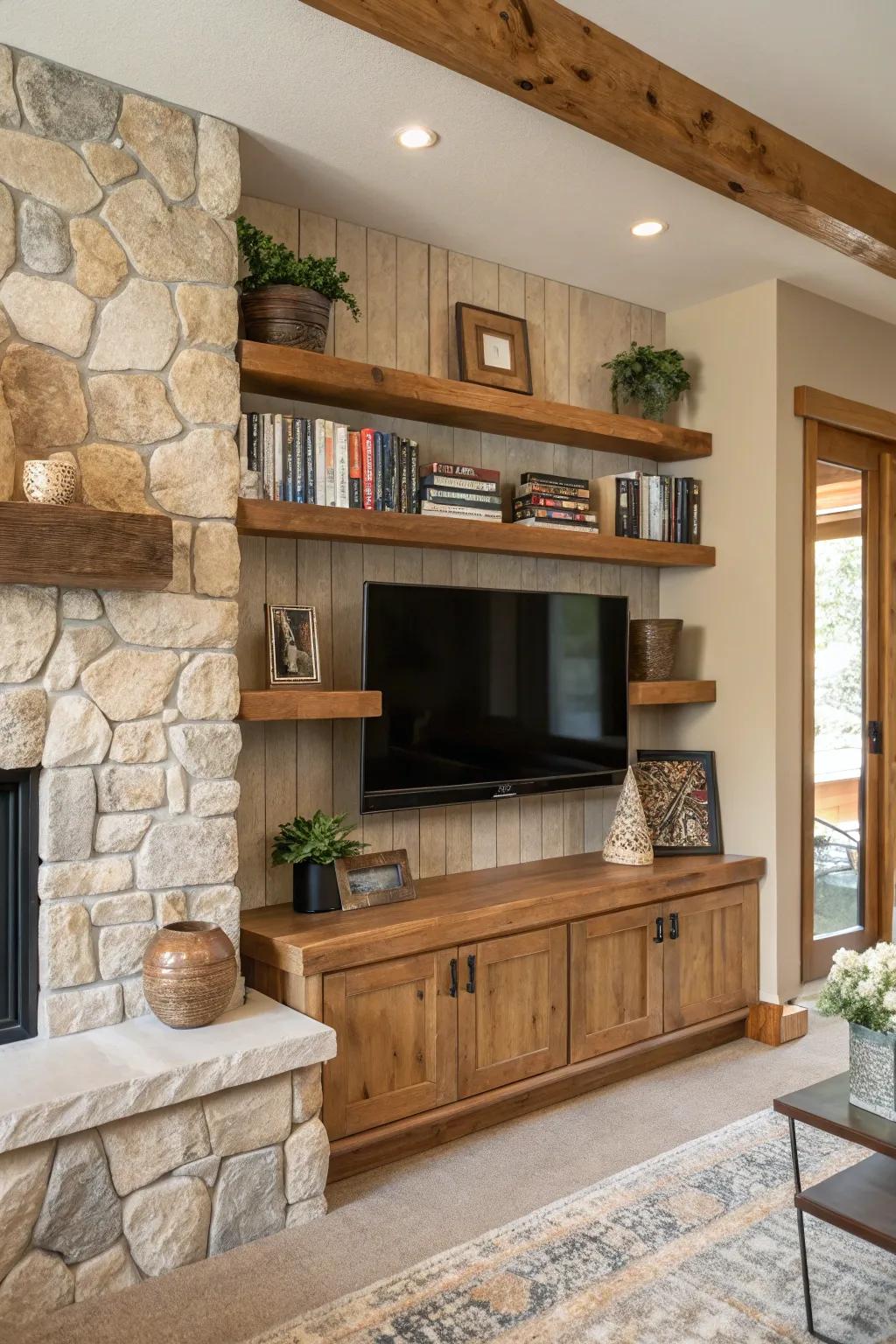 Bring nature indoors with natural components on your floating racks.