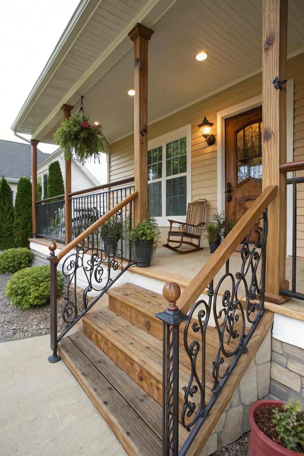 Metal borders mixed with wooden features for a unique style.