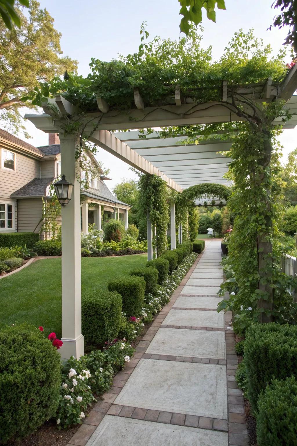 A pergola or archway can create a stunning entrance to your home.