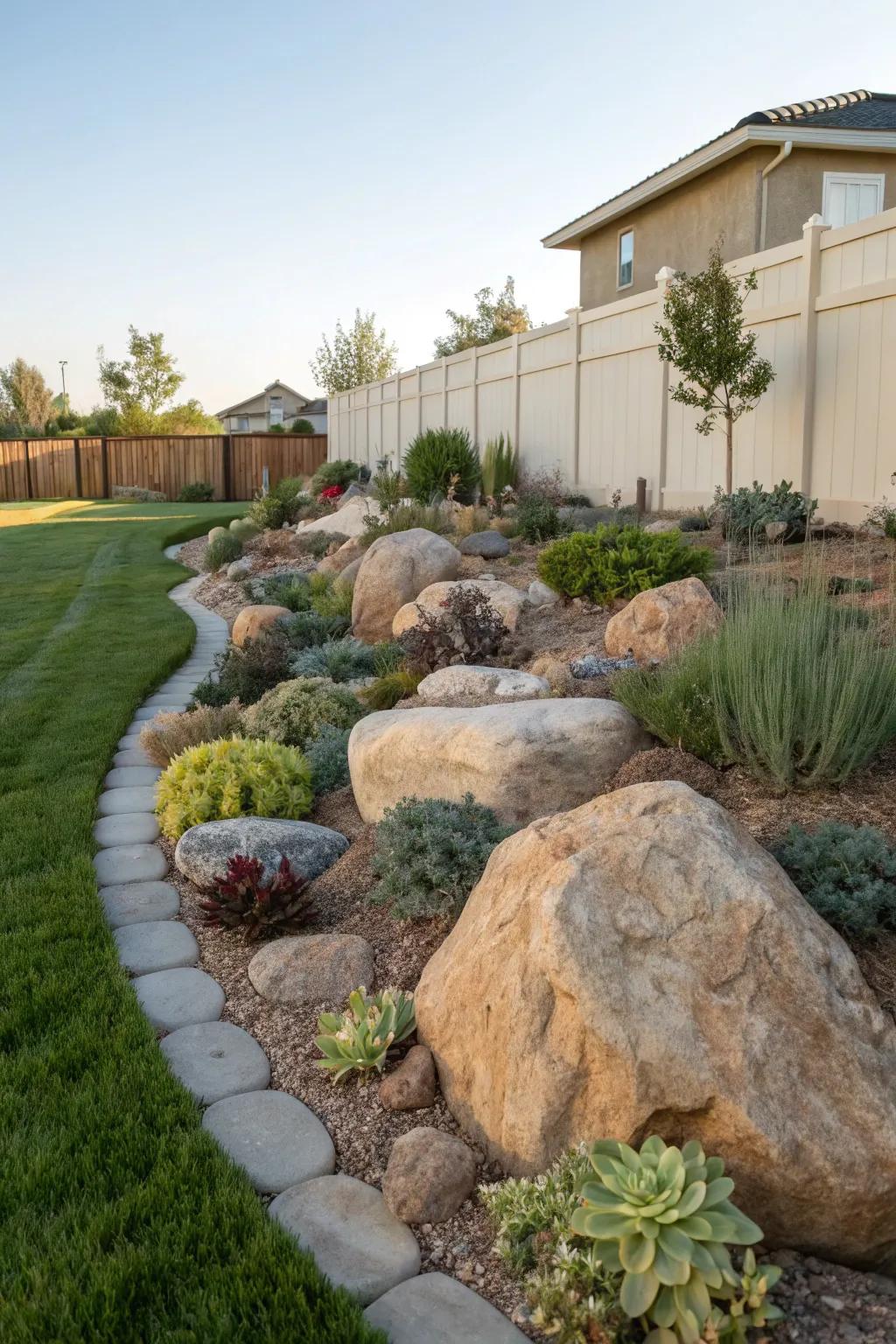 Uncover hidden plant hideaways crafted by massive stones.