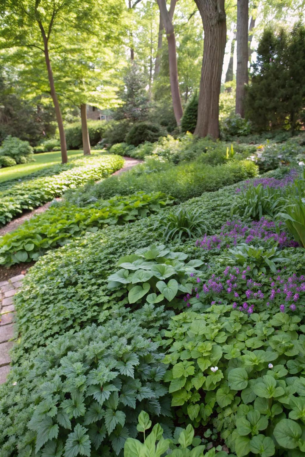 Ground covers create beauty and suppress weeds.