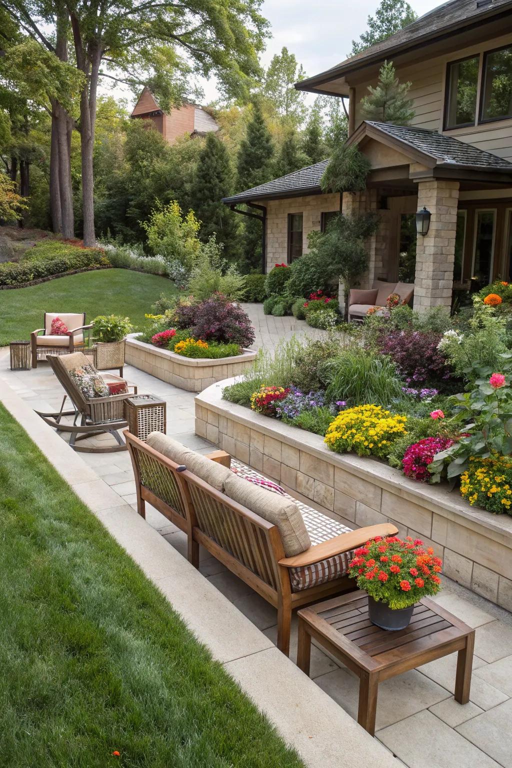 Frame your outdoor space with raised flowerbeds.