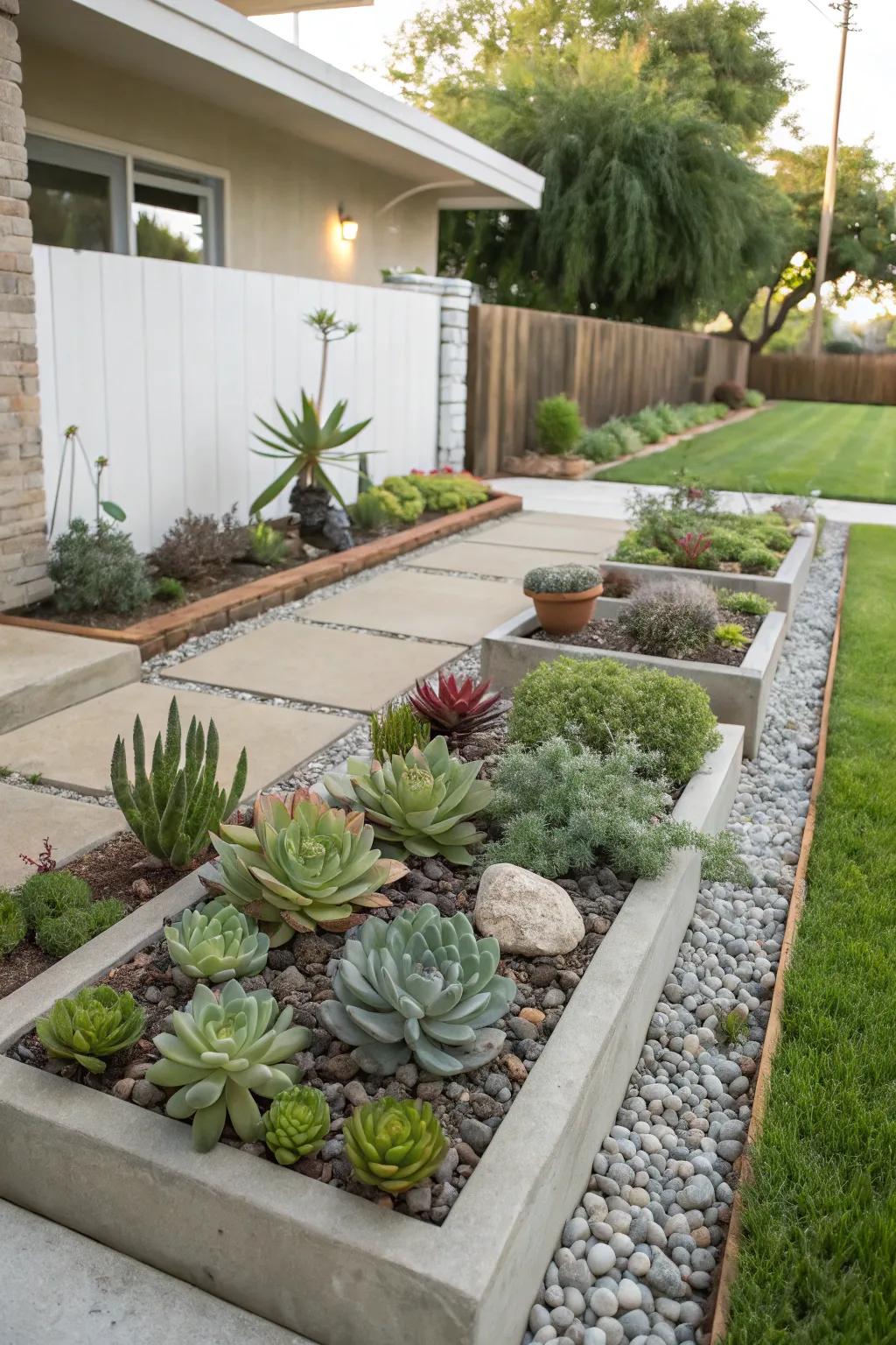 Revel in a lovely garden requiring limited upkeep.