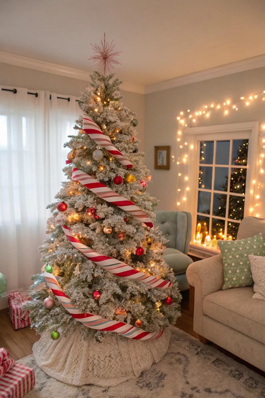 Sugar stick stripes include a playful and festive touch.