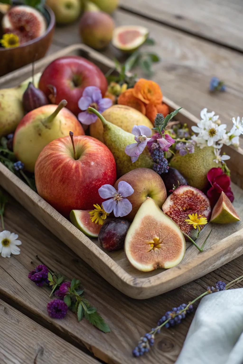 A layout that has garden freshness that is enhanced through petals.