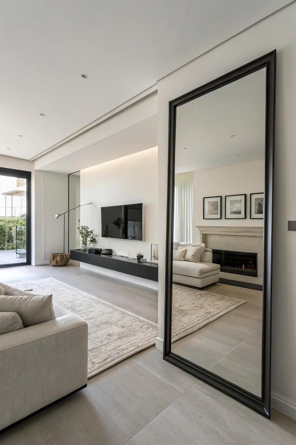 Borderless mirrors provide a smooth and modern appearance.