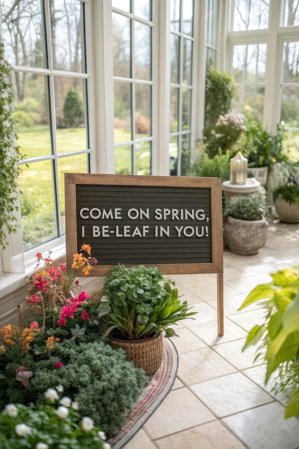 Encourage spring's arrival with an optimistic message.