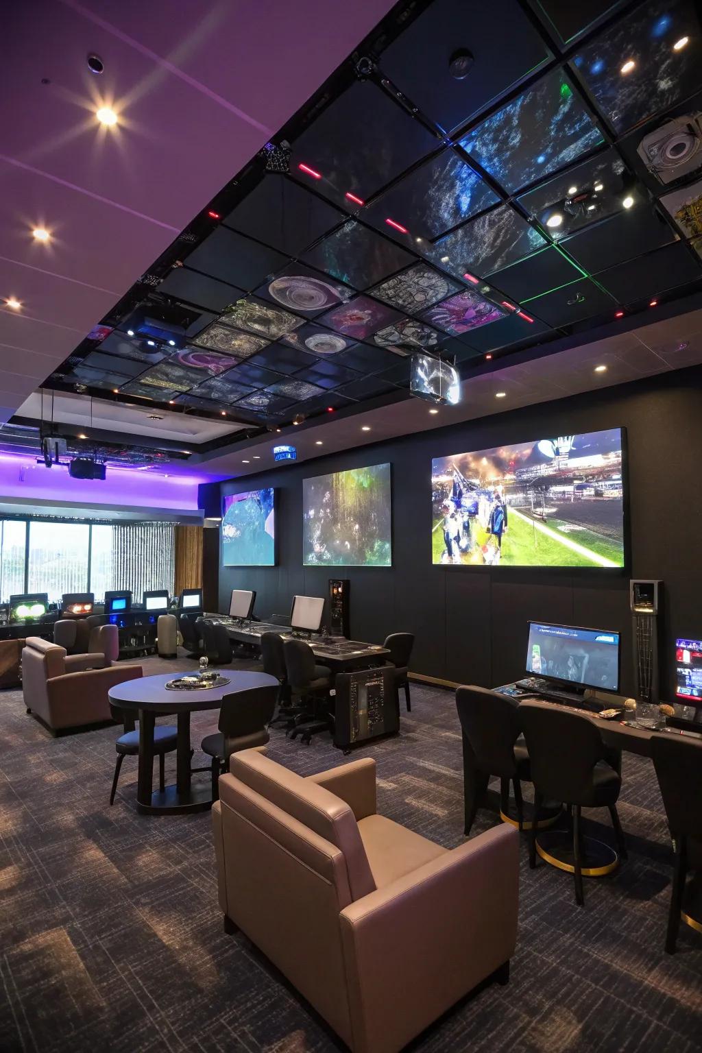 Interactive patterns create an engaging ceiling feature.