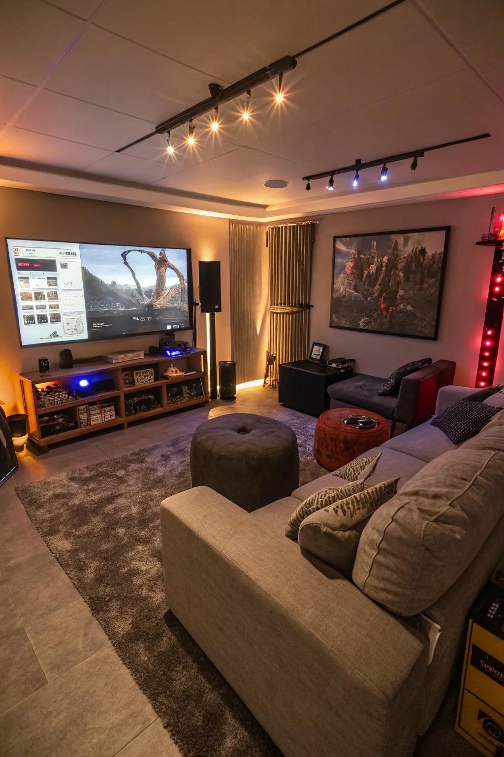 Ambient lighting establishes the ambiance for an immersive gaming journey.