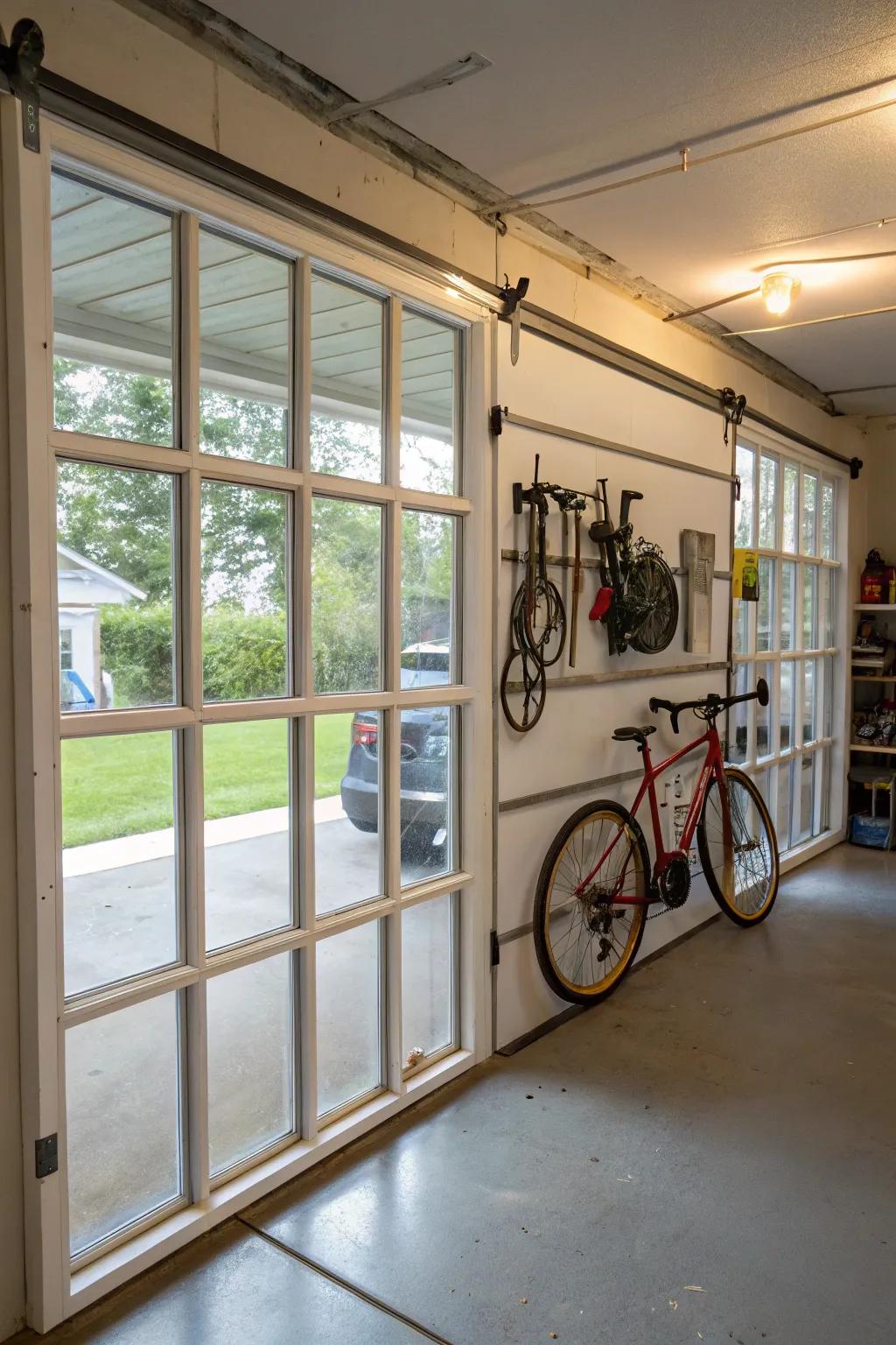 Glazing frame dividers keep your garage bright and open.