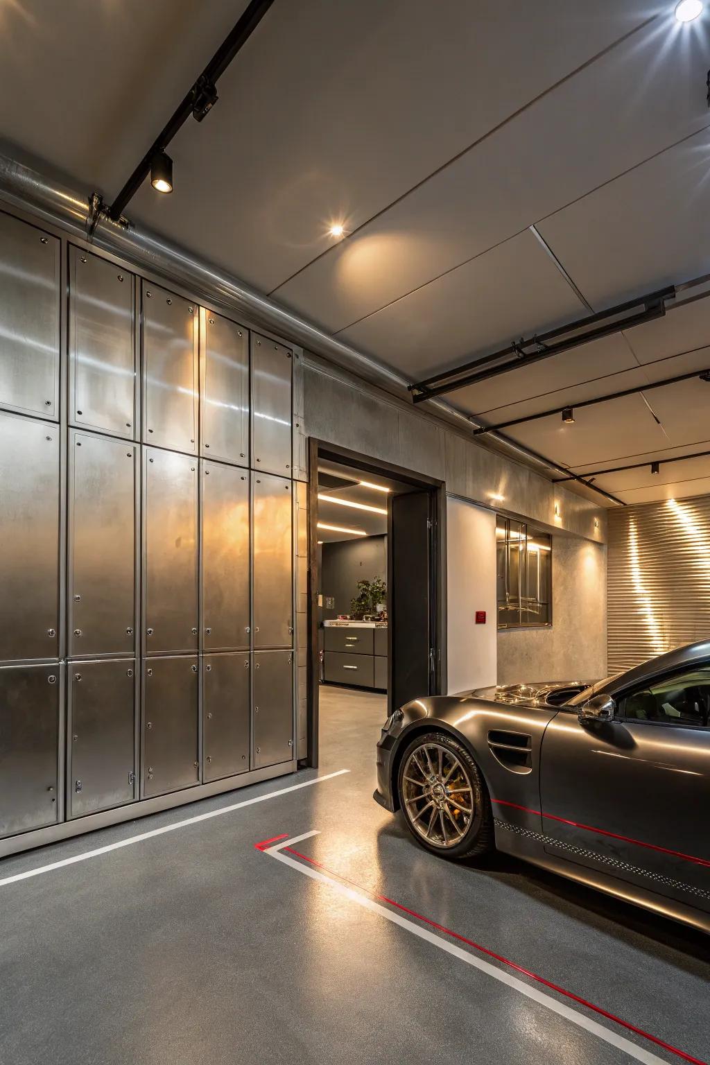 Shiny coatings introduce a luxurious shimmer to garage layouts.