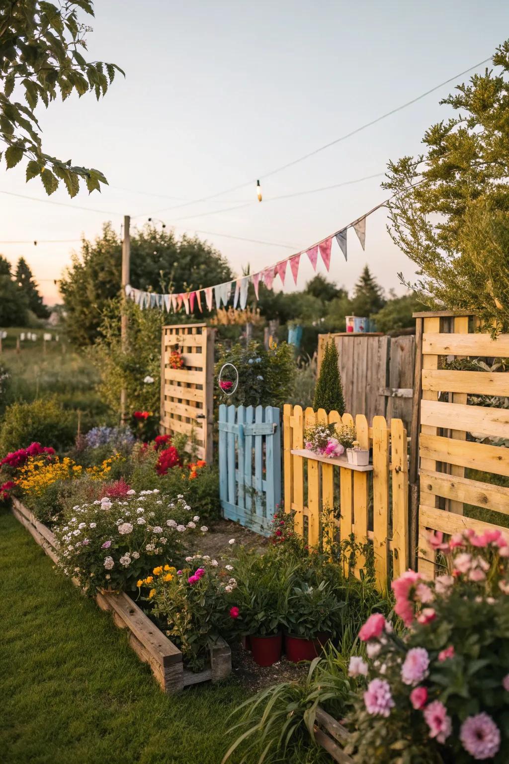 Skid surrounds offer a rustic and budget-friendly garden solution.