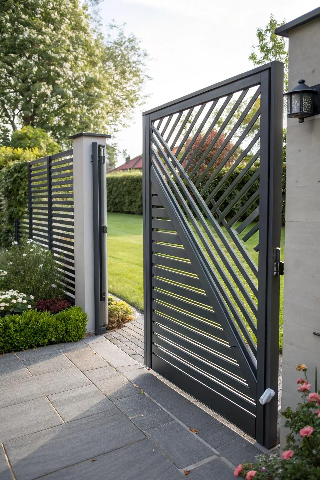 Slatted door introduces modern panache to your garden.