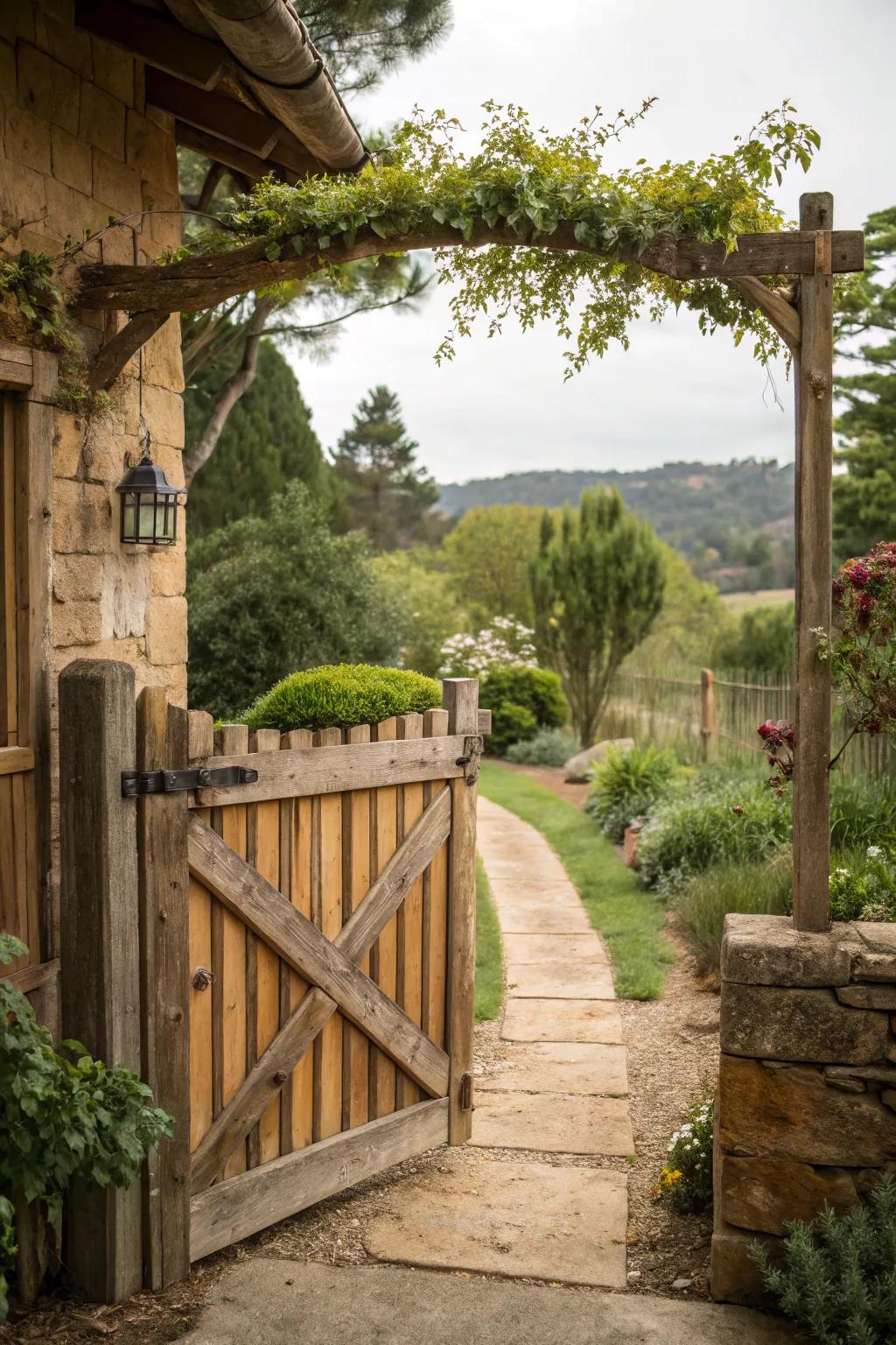 A gate with natural wood appeal.