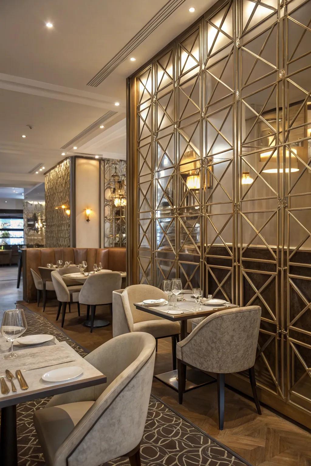 Metallic touches introduce elegance and shine to geometric designs.