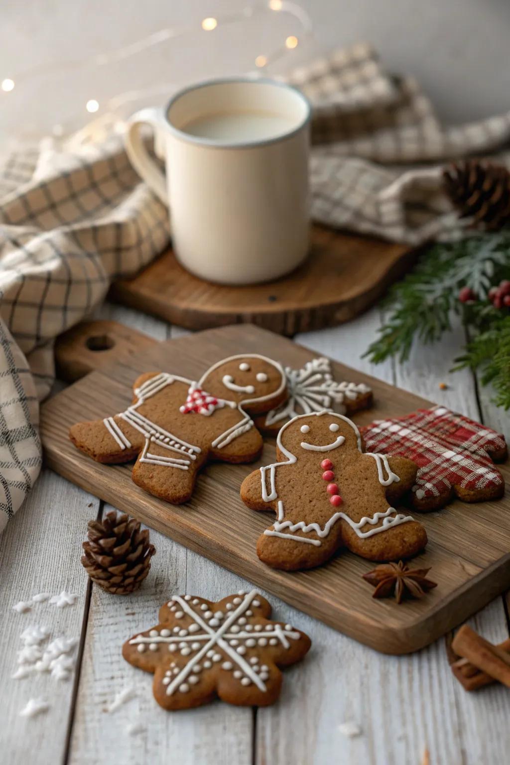 Patterned gingerbread figures conveying warmth to the holiday period.