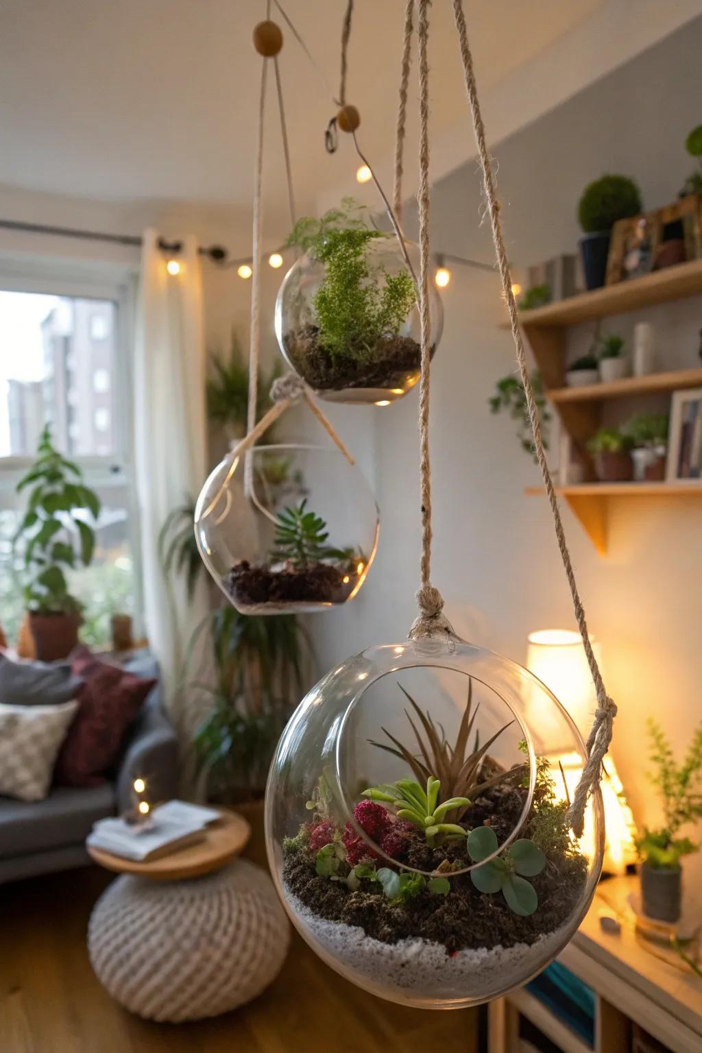 Attract charm into your space through hanging garden spheres.