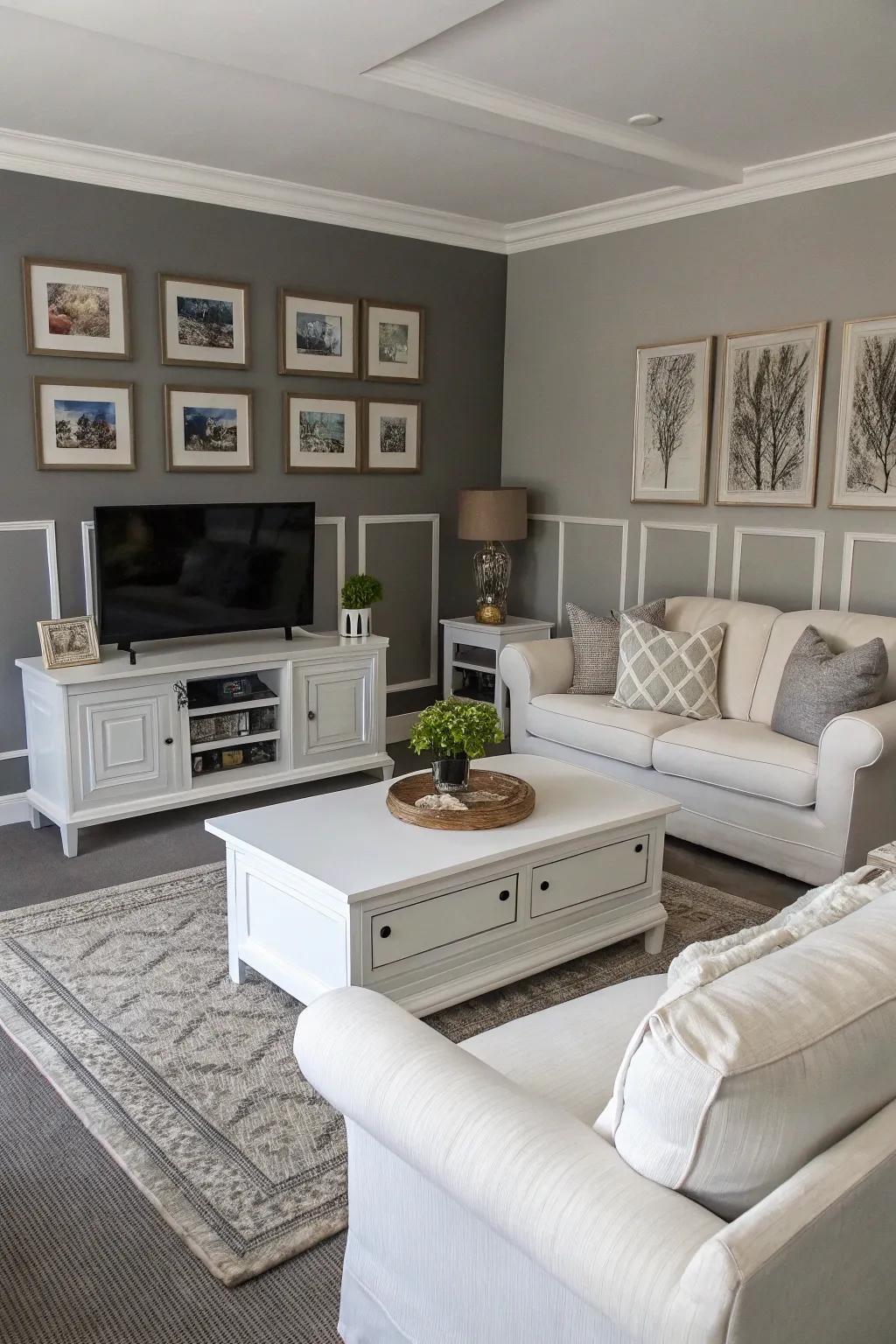 White details balance and brighten a gray space.