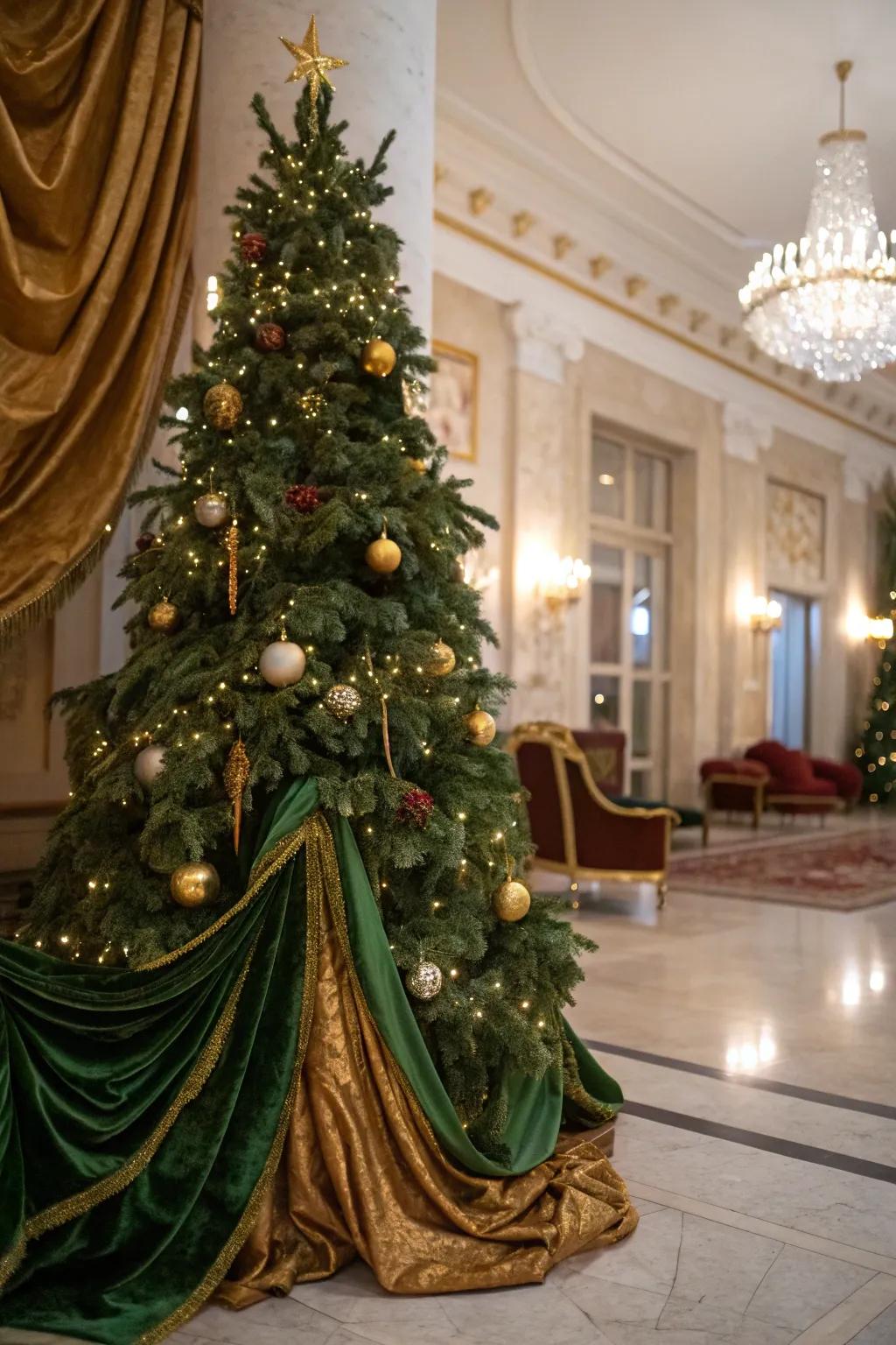 Velvet fabric enhancing the elegance of the tree