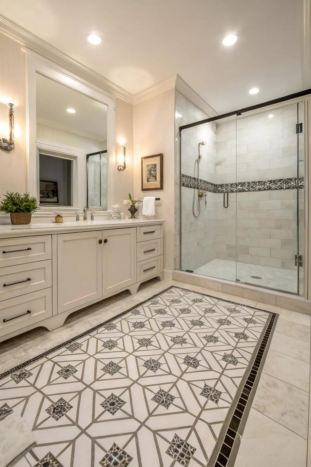 Elegant tiles bring a touch of sophistication to this guest bathroom.