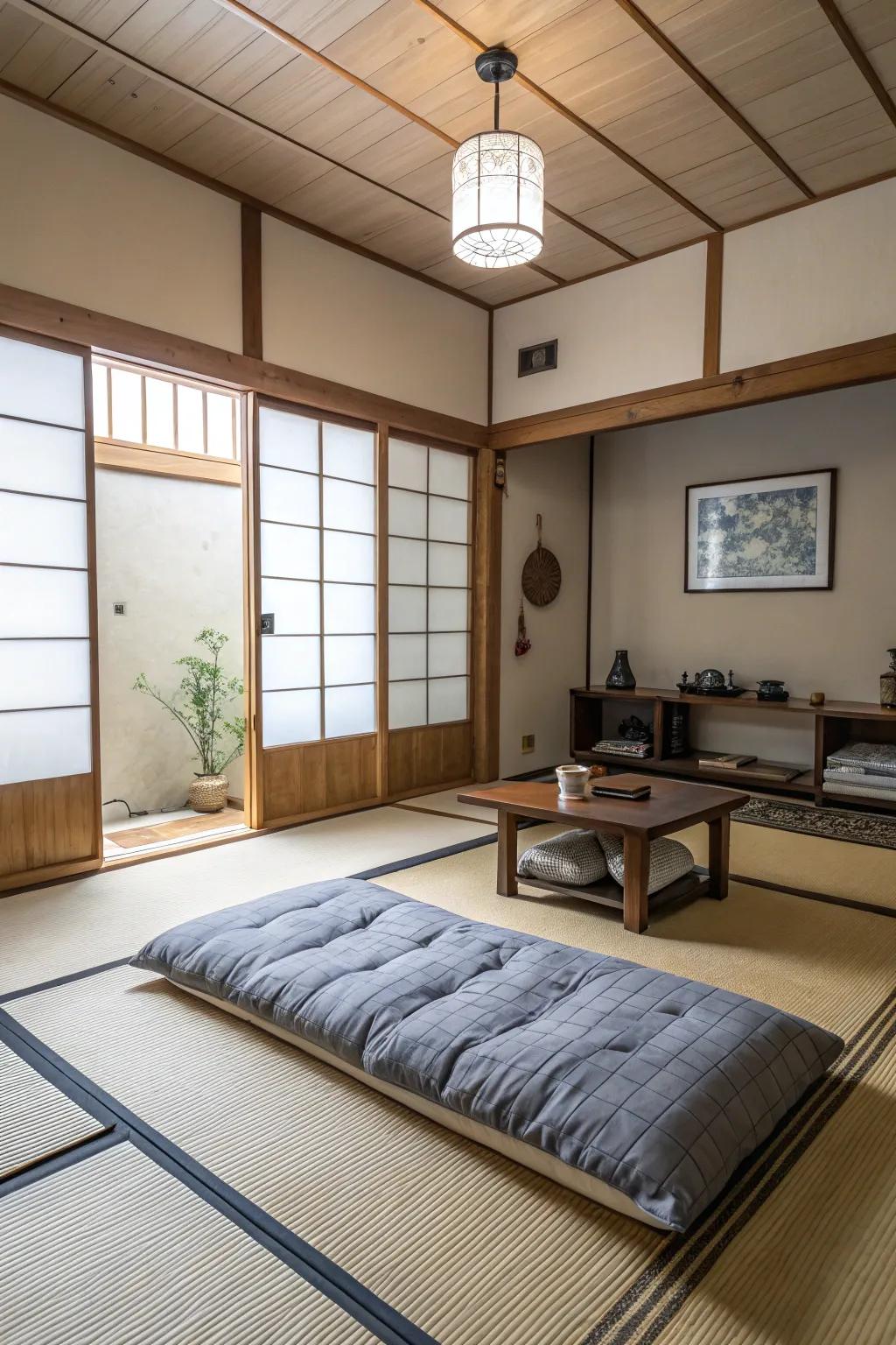 A straw floor setup gives you a peaceful and cultural sleeping choice for your visitors.