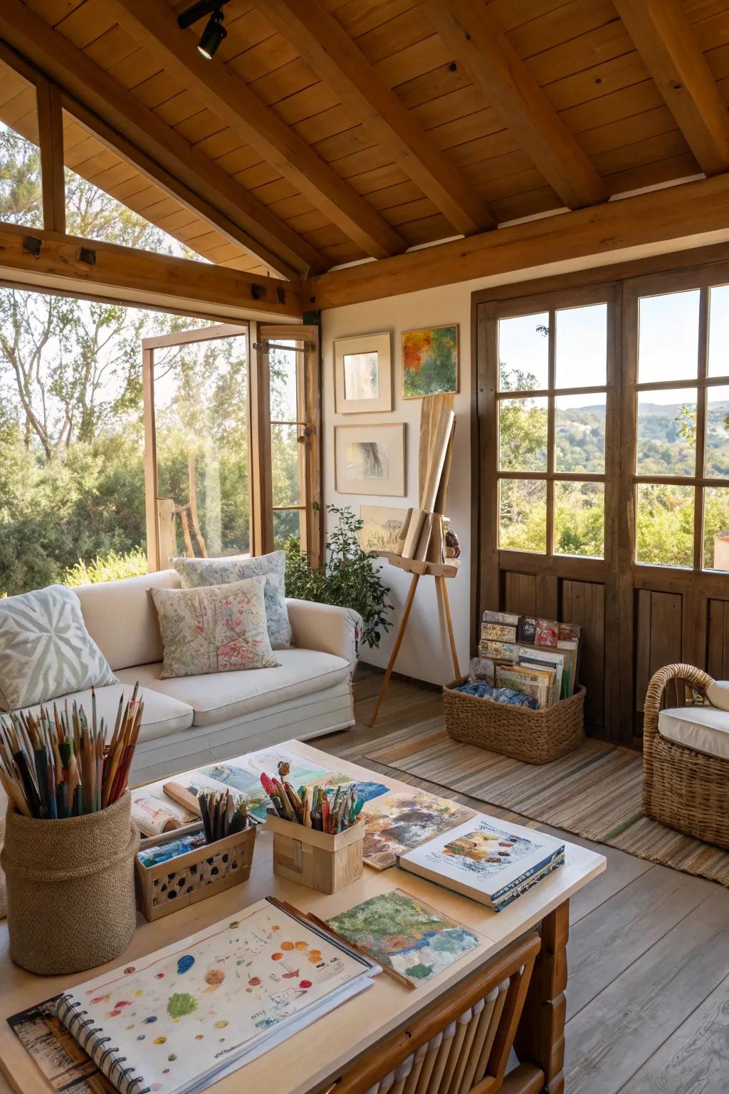 A guest house used as a creative studio, perfect for artistic inspiration.