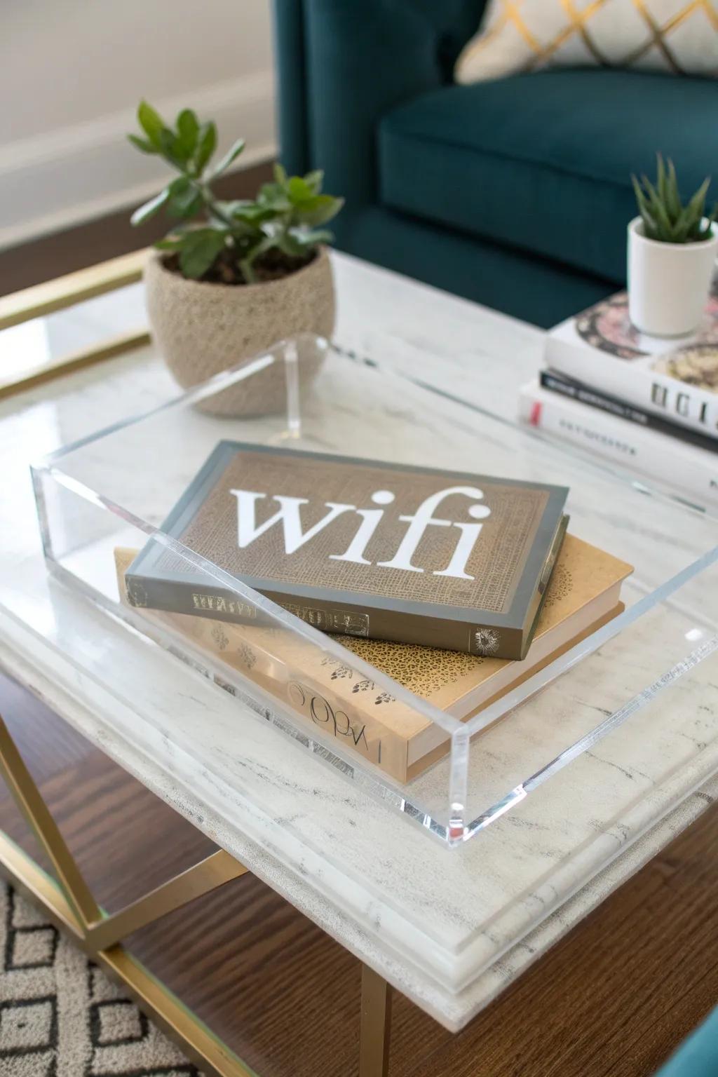 An acrylic surface exhibiting WiFi details in a chic and functional manner.