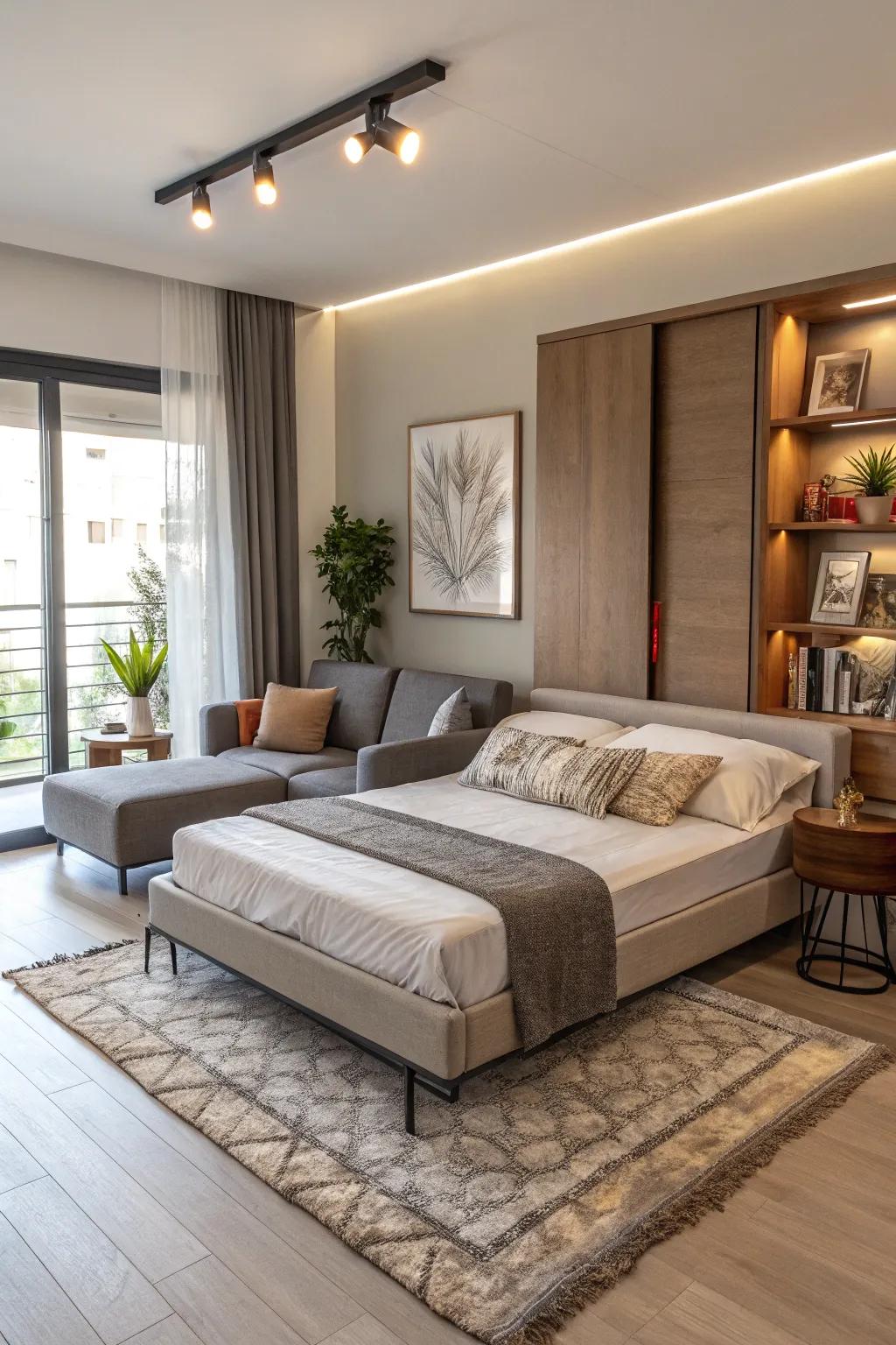 Wall-bed with seamless sofa integration