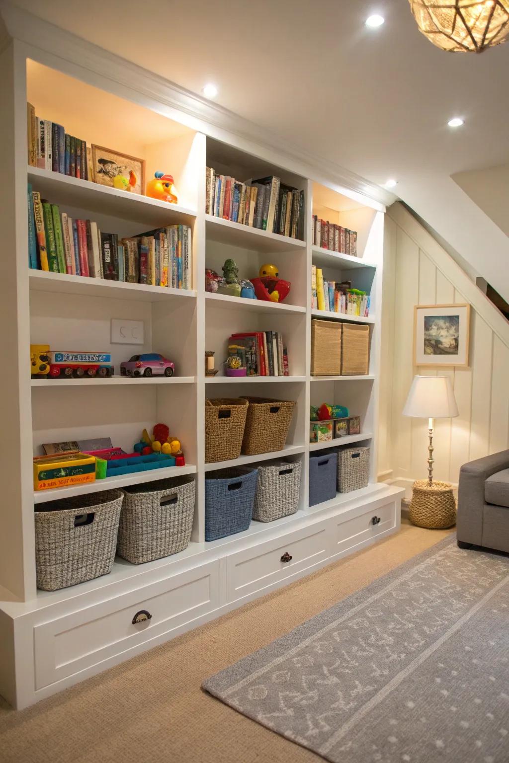 Secret play zones with subtle toy storage.