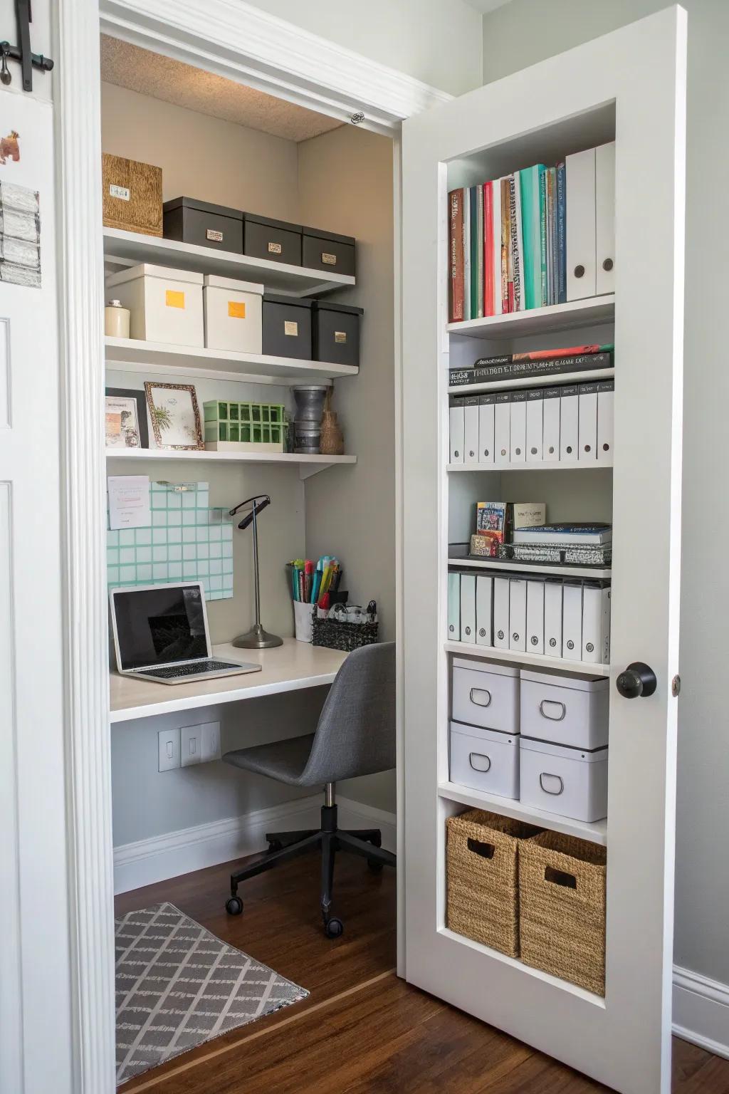 Behind-the-door shelves provide clever secret storing.