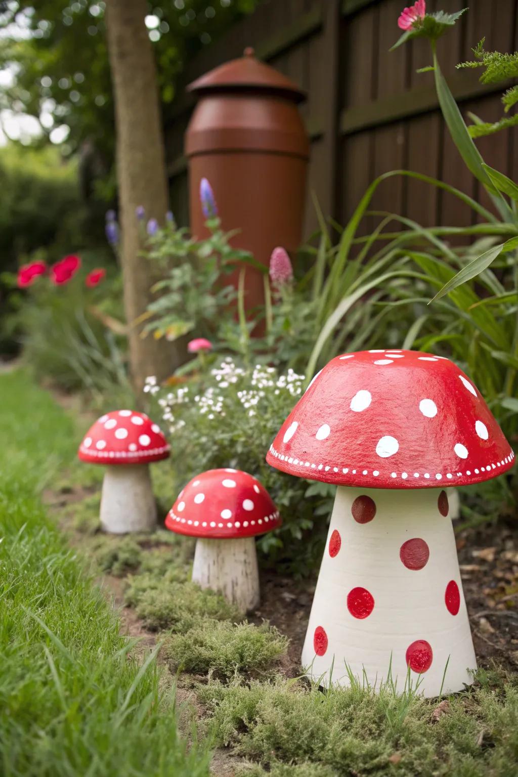 Add whimsy with ornamental fungi.