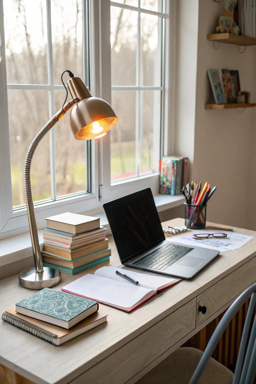 A properly lit area enhances mood and concentration.