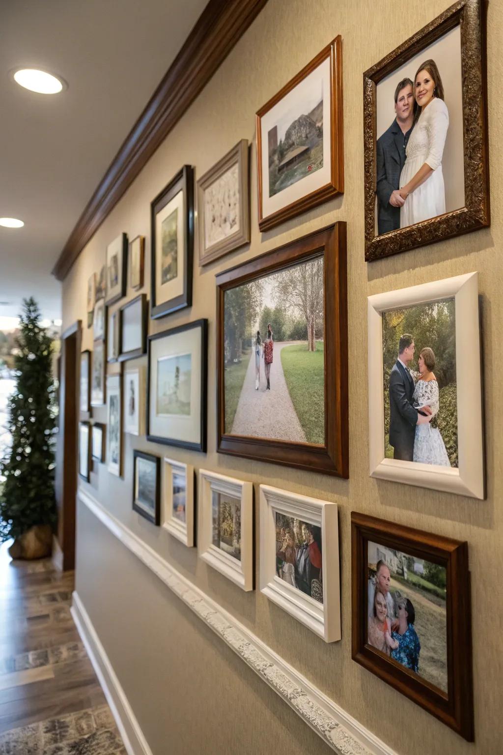 A personal photo display adds a personal touch to your home.