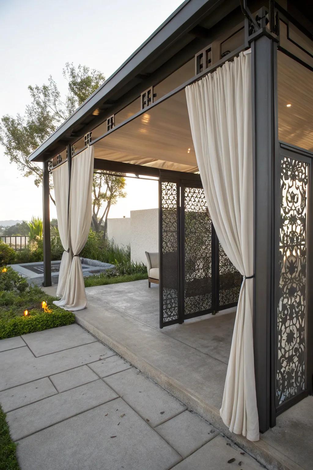 Curtains and screens offer both style and privacy to your patio area.