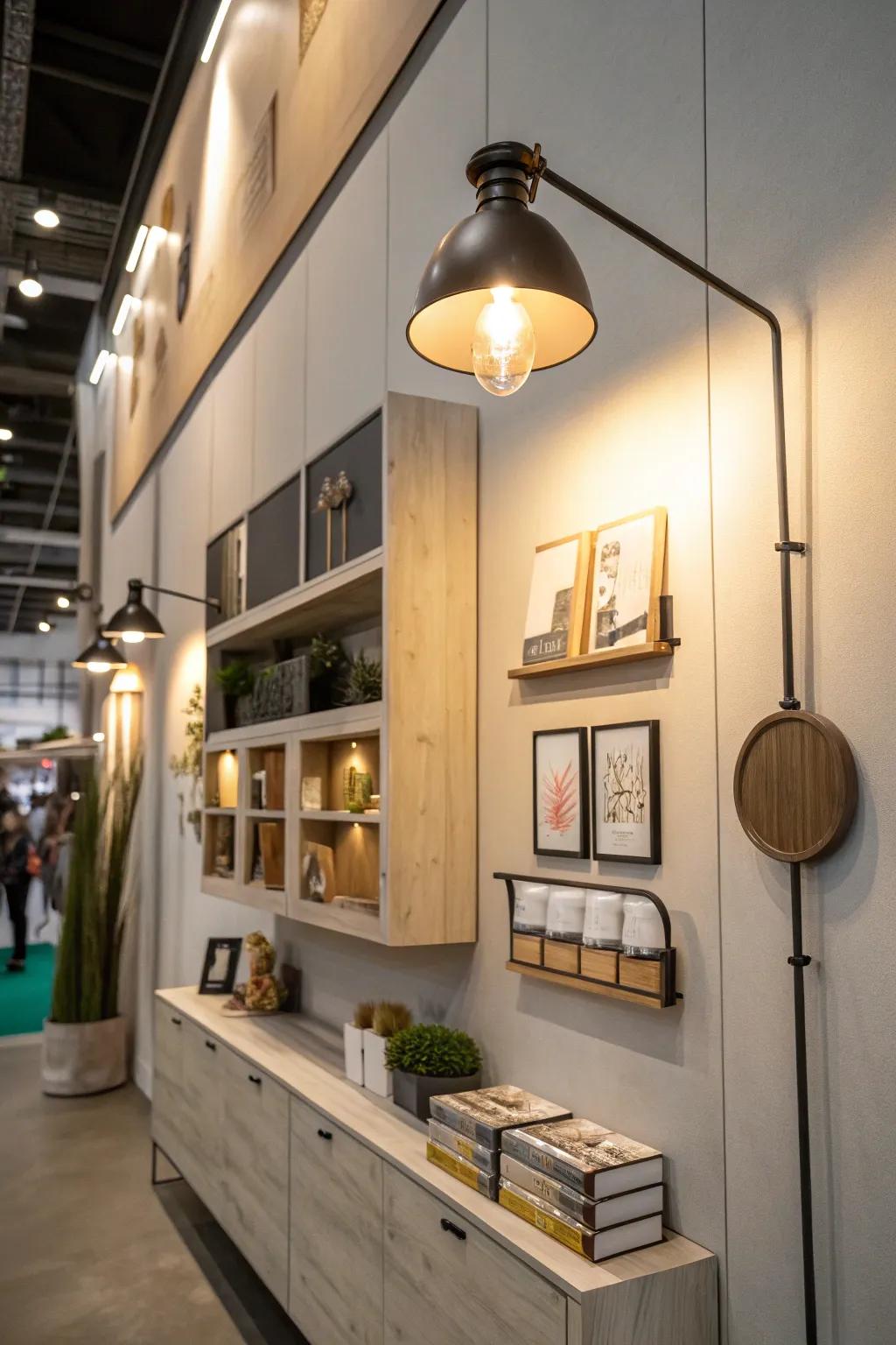 Functional decor blends practicality with style for a unique wall treatment.