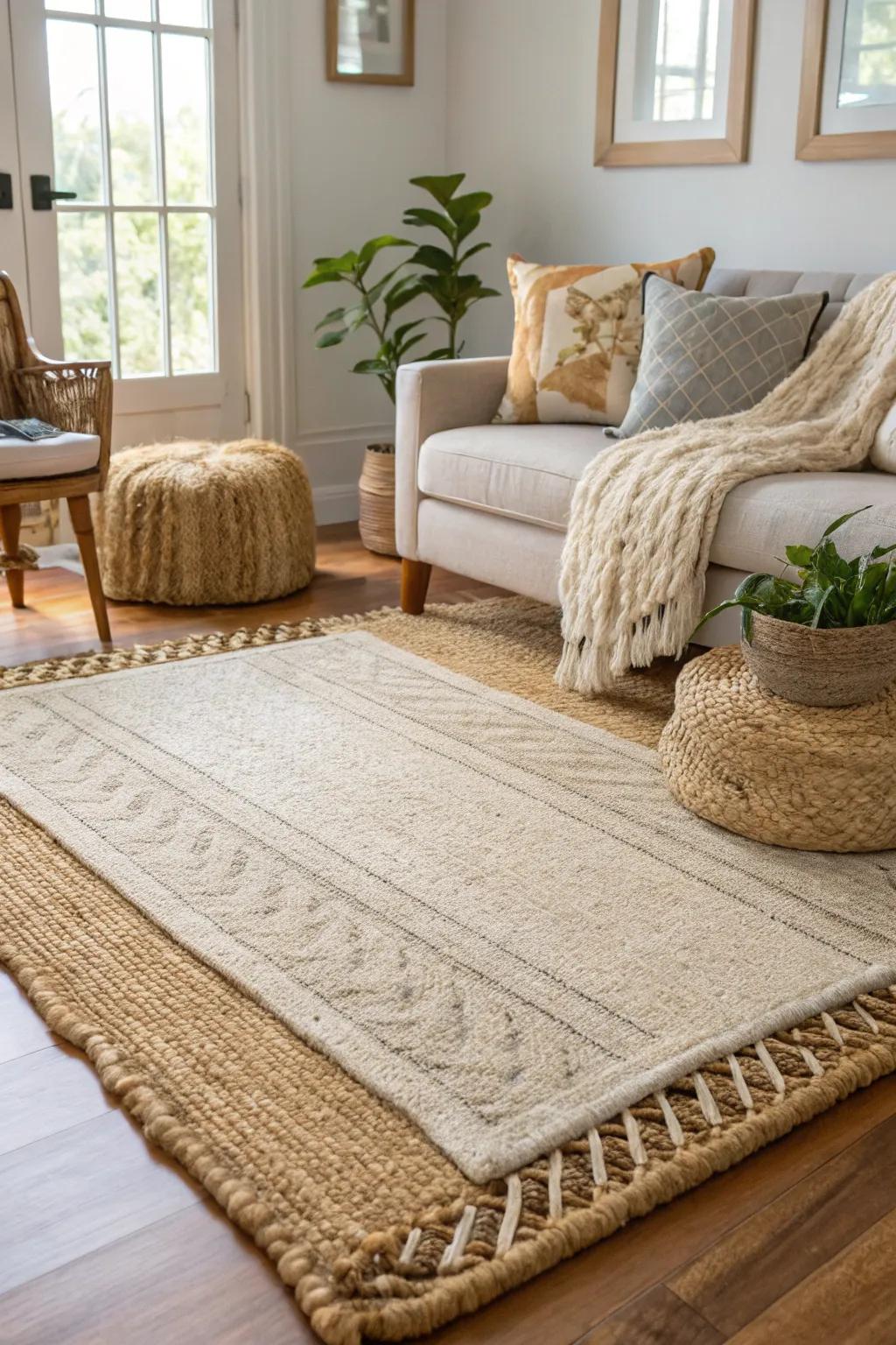 Layering rugs adds texture and warmth to your floors
